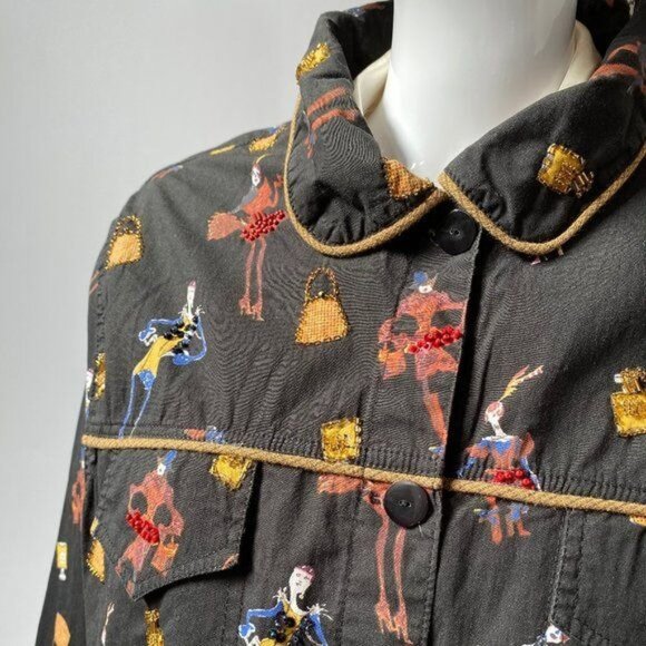 Vanity Collection XL Black Button-Up Jacket With Vibrant Fashion Print - Picture 2 of 14